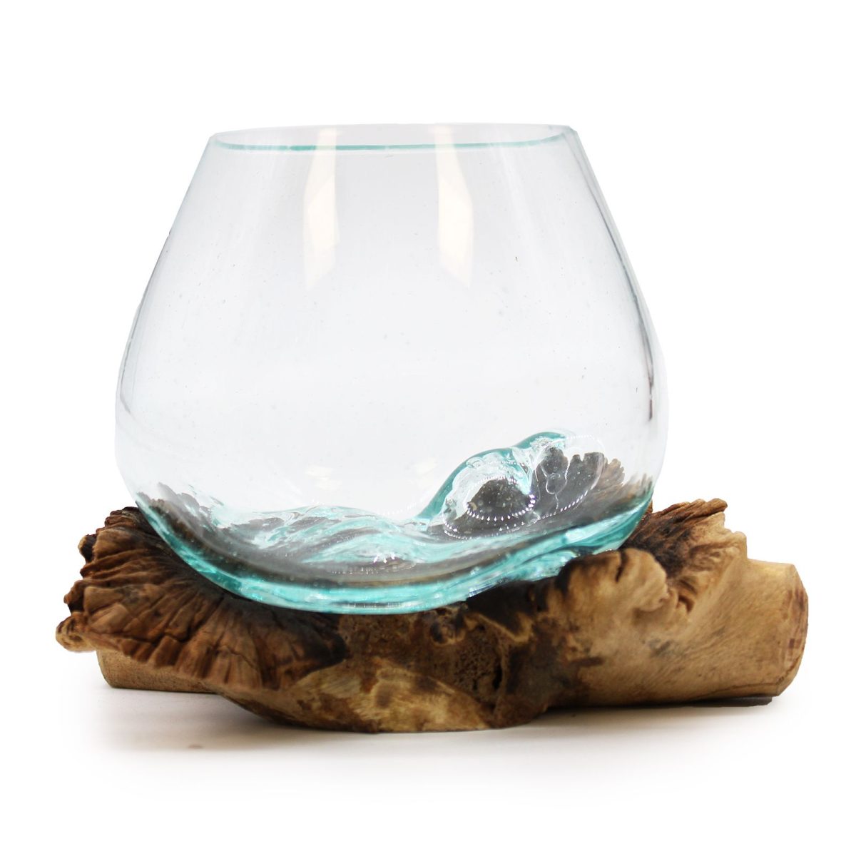 Bol en verre soufflé sur racine de bois parasite, 9 × 11 cm, 400 g