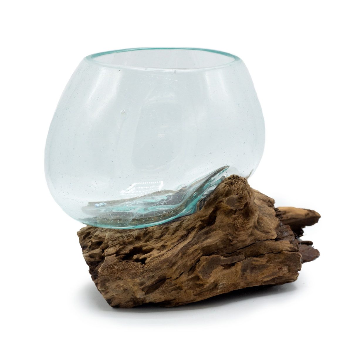 Coupe basse en verre soufflé sur racine de Gamal, 5 cm de haut