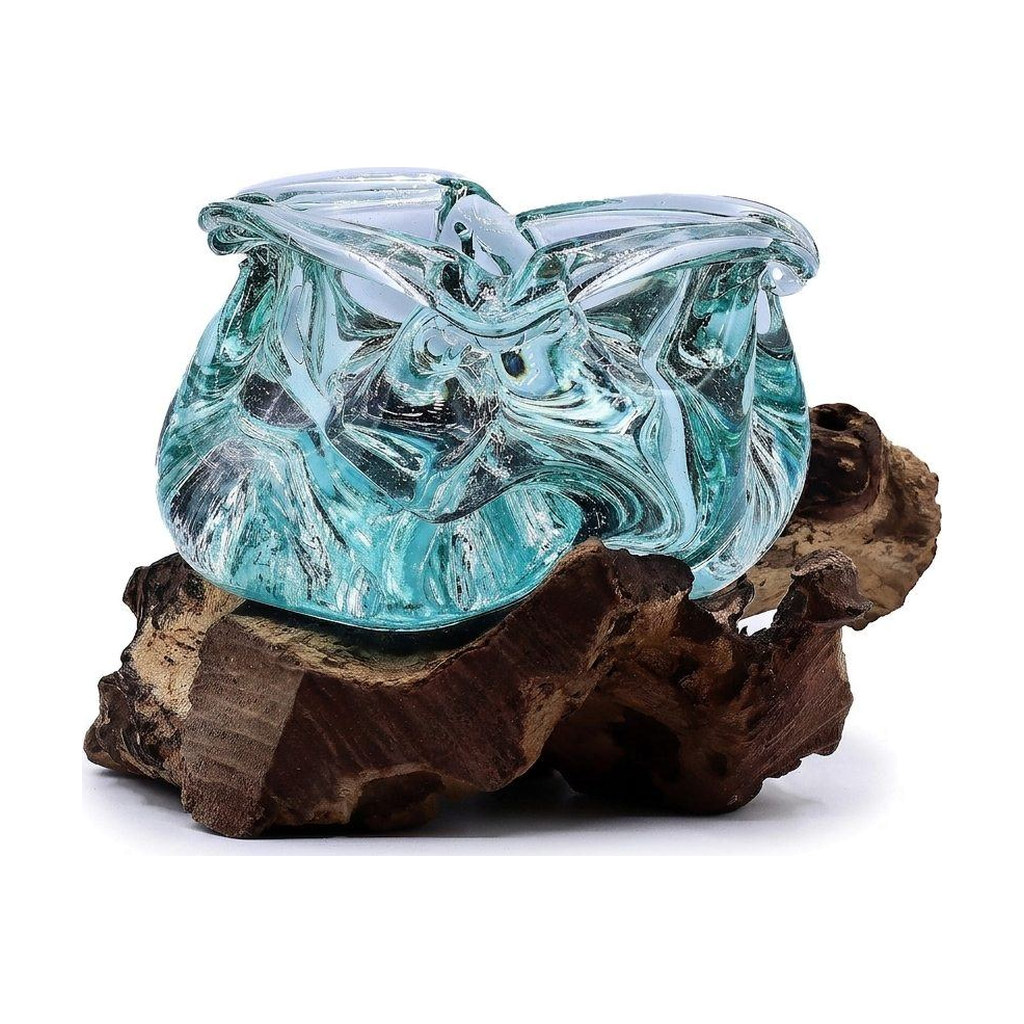 Coupelle de verre soufflé épais sur racine haute, photophore ou vide-poche