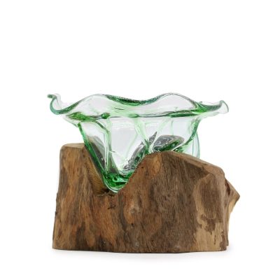 Grande coupe à bord libre en verre de bouteille recyclée, vue 1