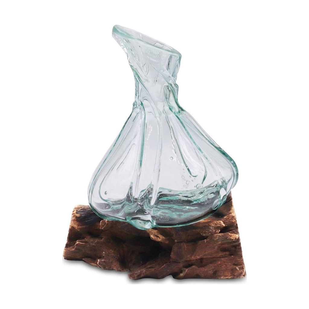 Petite carafe au profil travaillé, verre soufflé sur racine de Gamal