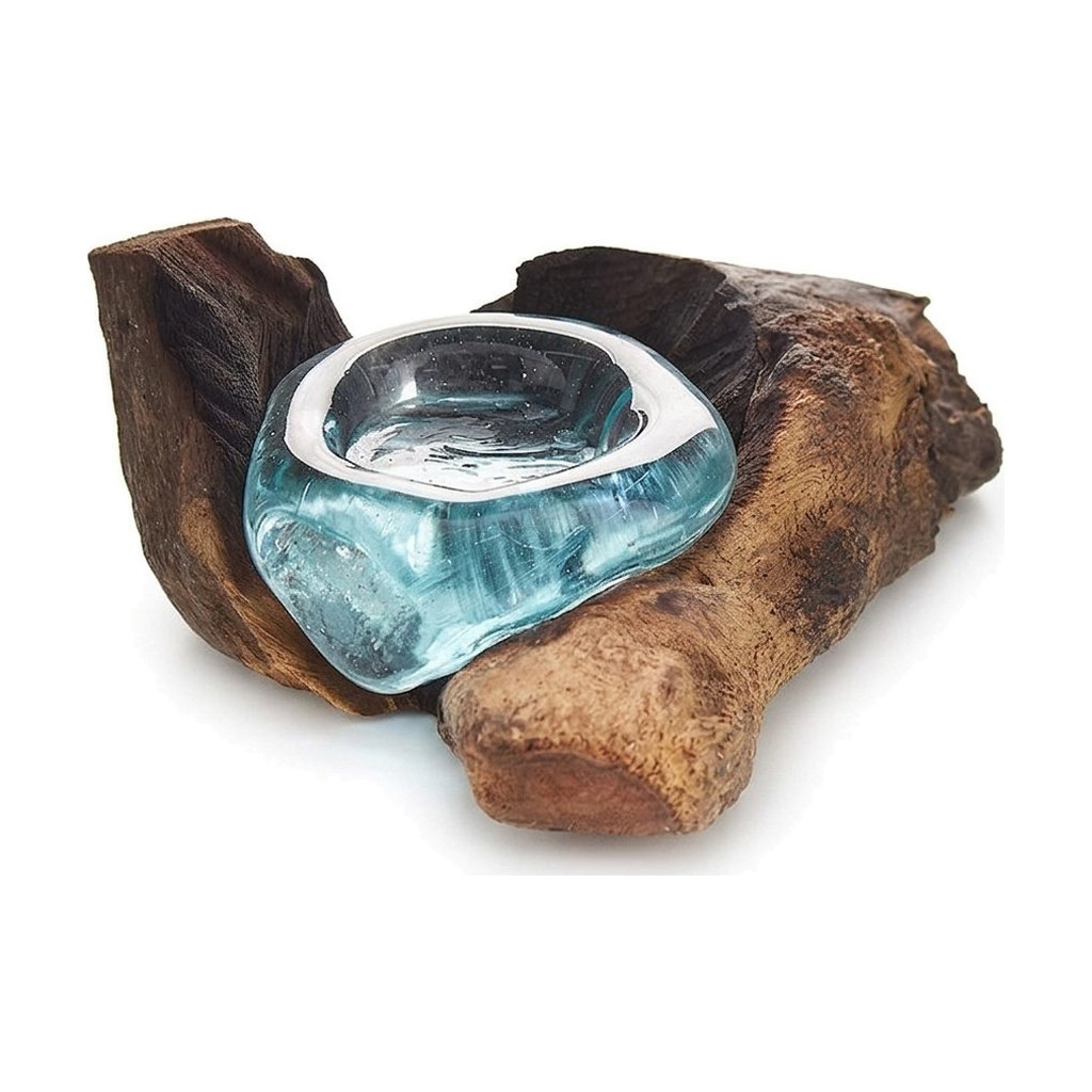 Photophore de verre soufflé sur racine basse, pour bougie chauffe-plat