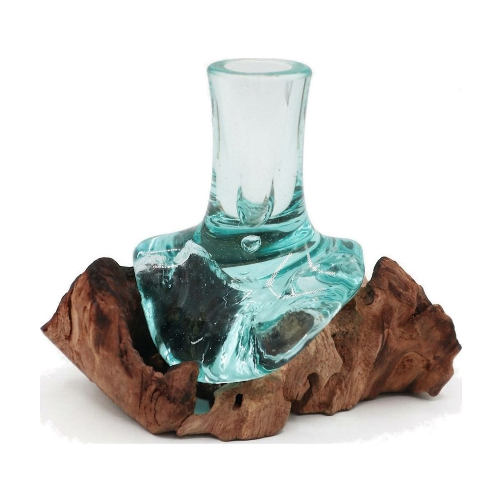 Mini soliflore de 15 cm en verre soufflé sur une racine de Gamal